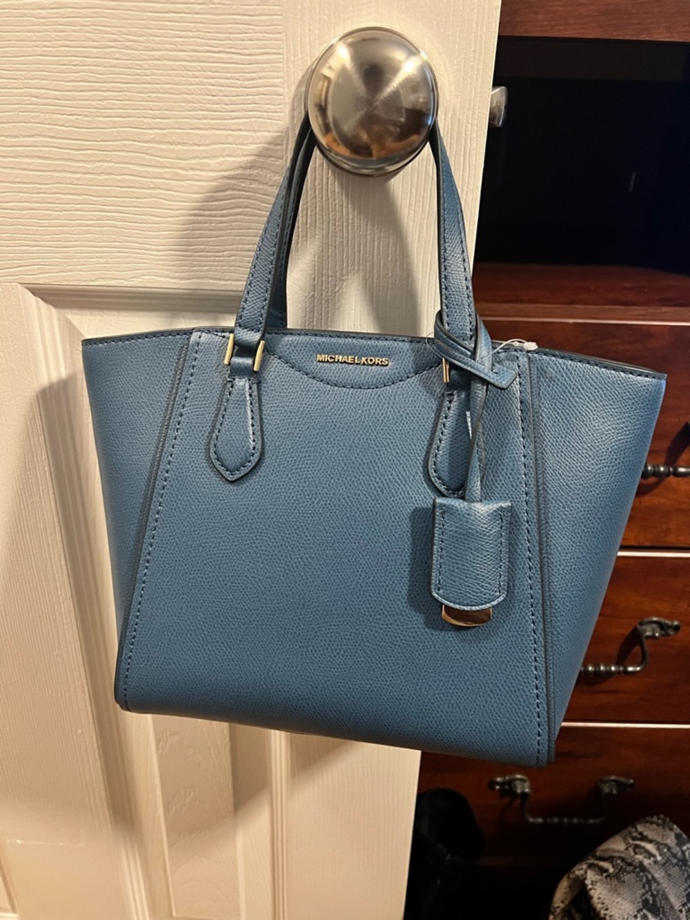 Michael Kors Dusty Blue Leather Satchel